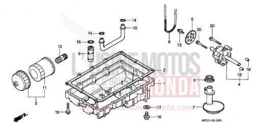 POMPE A HUILE/CARTER D'HUILE CB500R de 1994